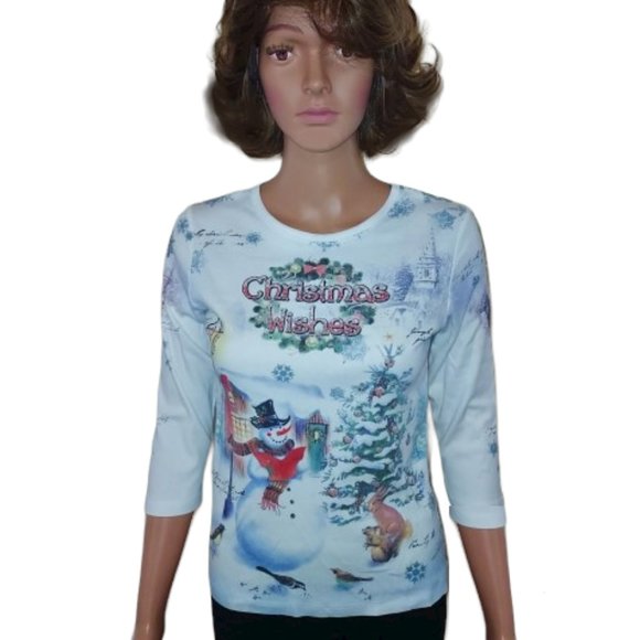 STUDIO GEM CHRISTMAS WISHES 3/4 SLEEVE TEE SIZE SMALL - Picture 1 of 7